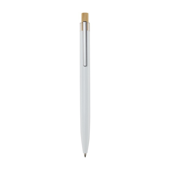 Aluminium and bamboo pen with transparent detail, blue ink