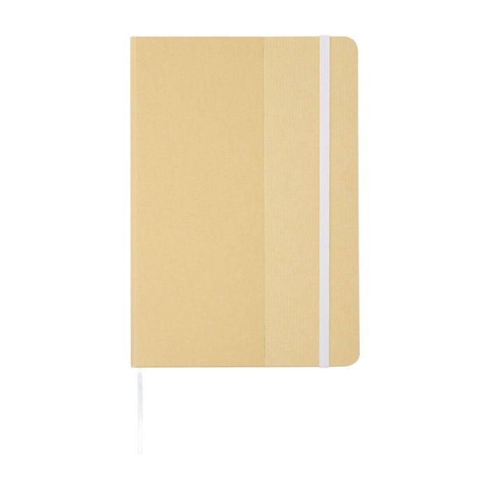 Notebook with recycled cardboard cover and elastic band, A5, ruled pages