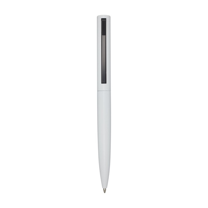 Recycled aluminium and plastic pen with clip, blue ink