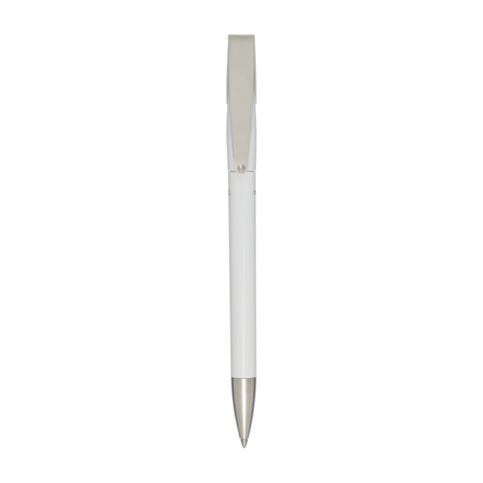 Pen with recycled plastic body and clip, blue ink