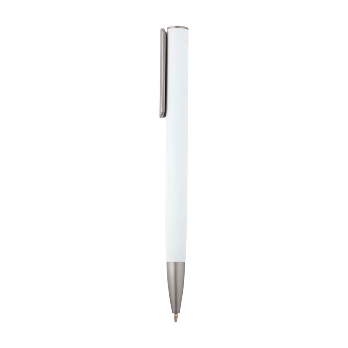 Recycled aluminium pen with silver clip, blue ink