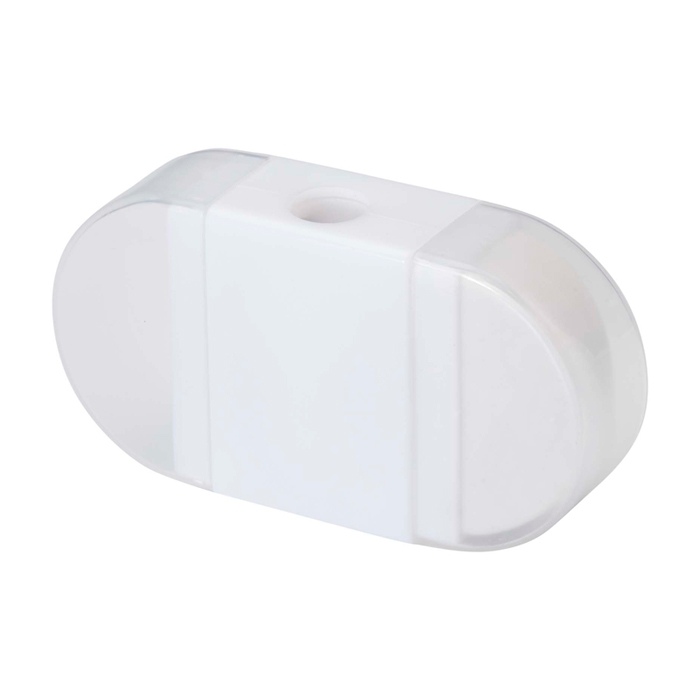 Sharpener with eraser and transparent side caps