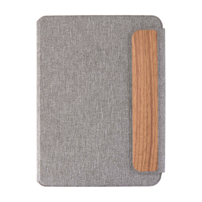 Eco portfolio, walnut wood closure, A5, ruled pages