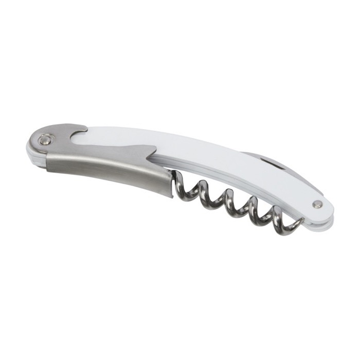 Stainless steel corkscrew with bottle opener