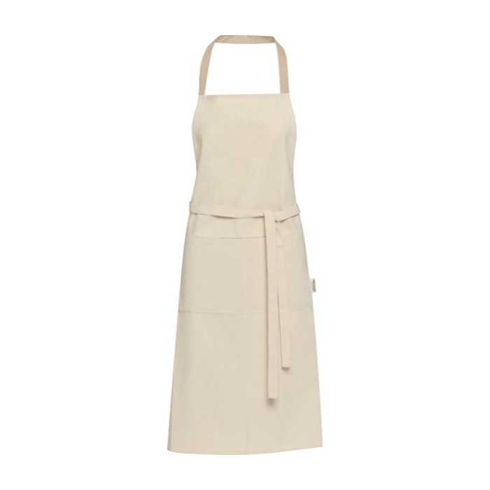 Recycled cotton apron with colored neck strap, 200 g/m²