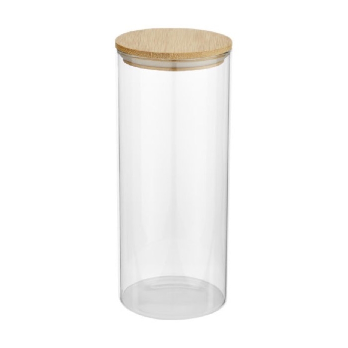 Large glass food jar with bamboo lid, 940 ml