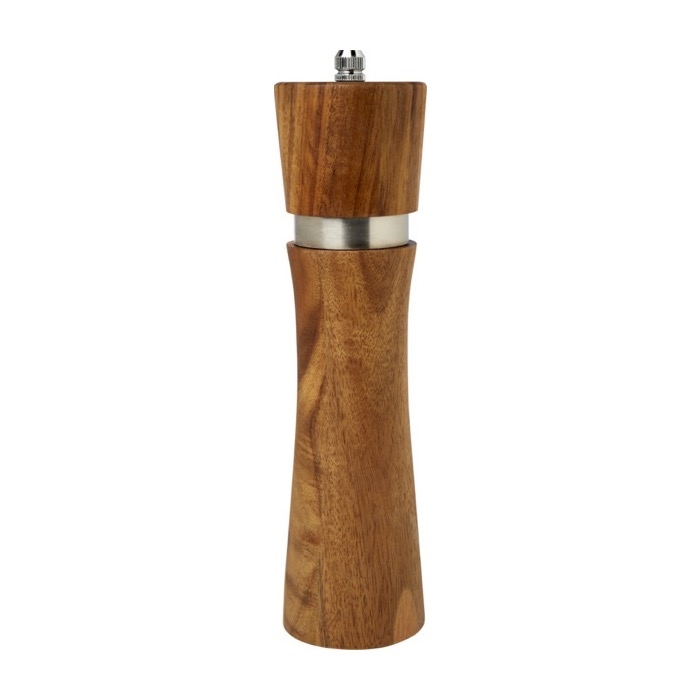 Ceramic pepper or salt grinder with wooden layer