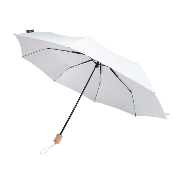 Manual RPET umbrella, 21", polyester pongee, wooden handle, Ø99cm