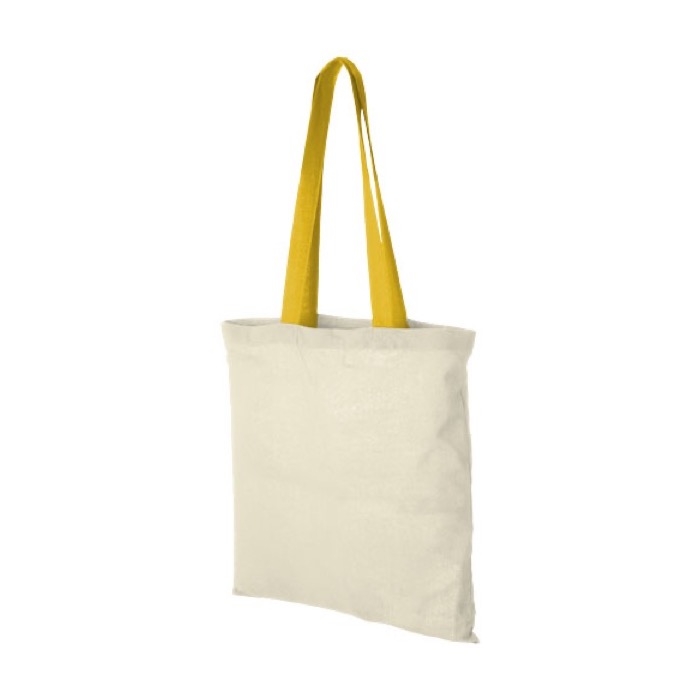 Cotton bag with long coloured handles, 100 g/m²