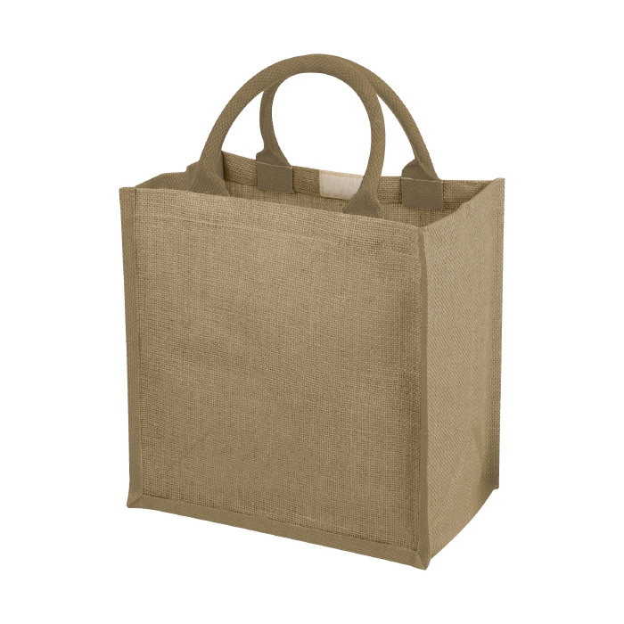 Jute tote bag with cotton cord handles