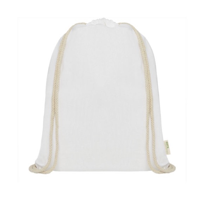 Organic cotton drawstring backpack, 140 g/m²