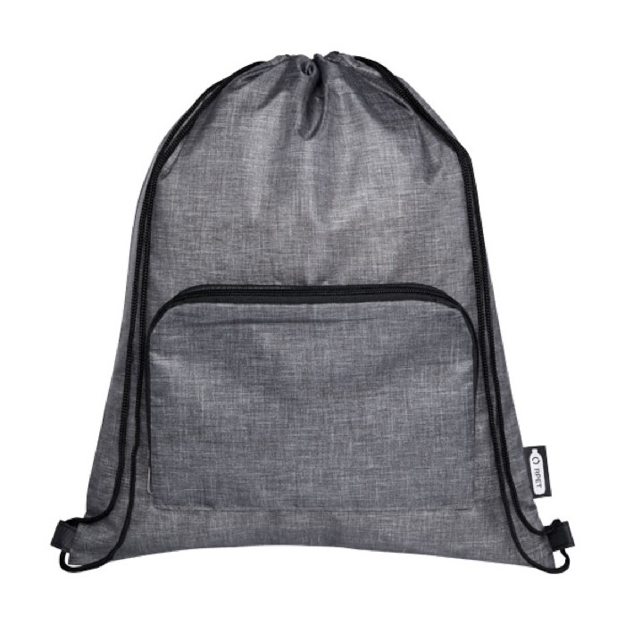RPET drawstring bag with foldable design and front pocket