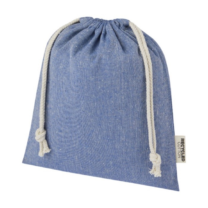 Medium recycled cotton GRS bag with drawstring closure, 150 g/m²
