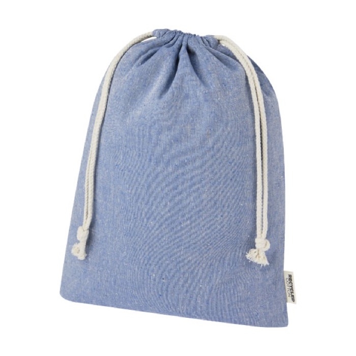 Large recycled cotton GRS bag with drawstring closure, 150 g/m²