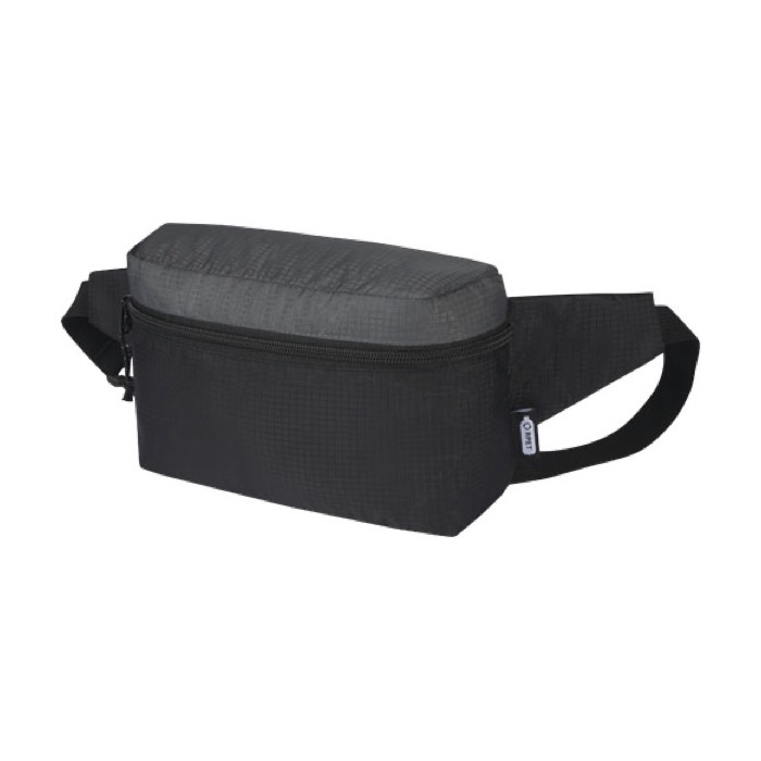 Waterproof recycled polyester waist bag with interior pocket