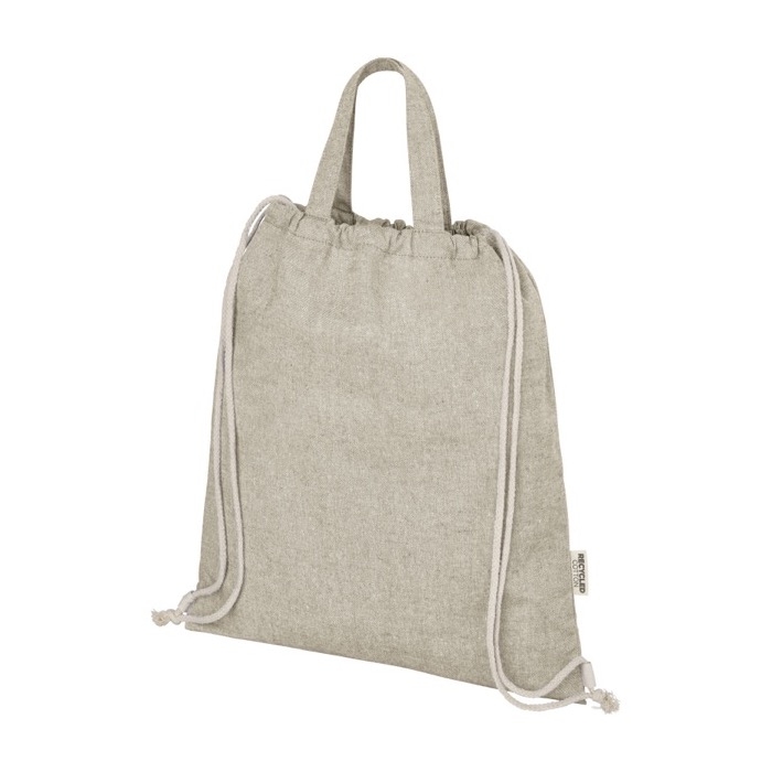 Recycled cotton bag with drawstring closure, 150 g/m²