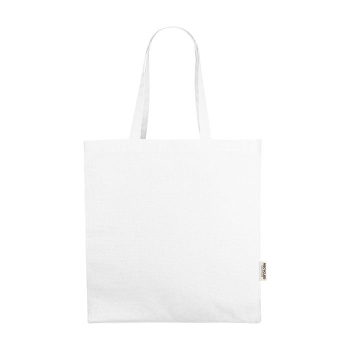 Recycled cotton shopping bag with short handles, 220 g/m²