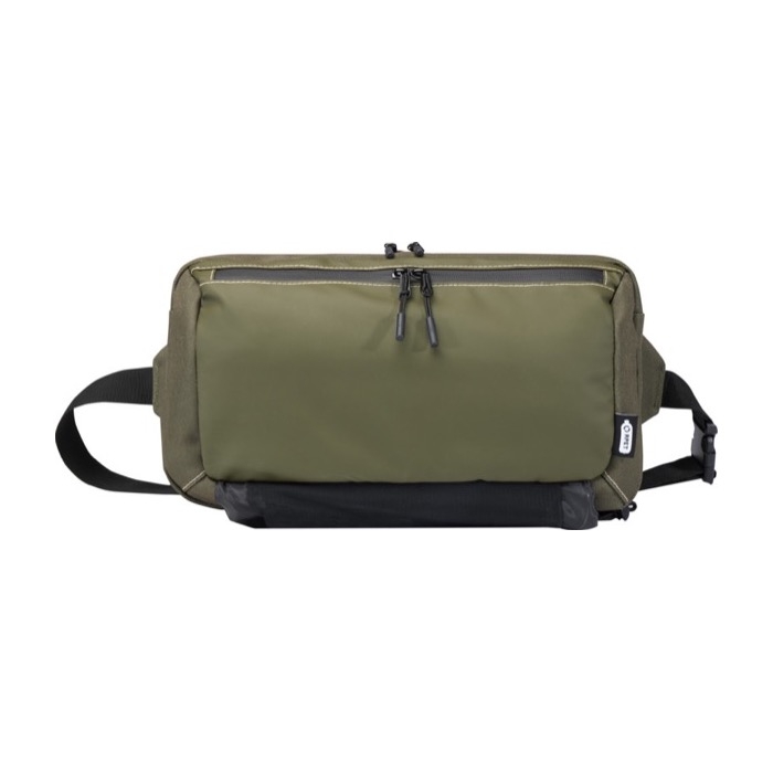 Recycled polyester crossbody bag with mesh compartments