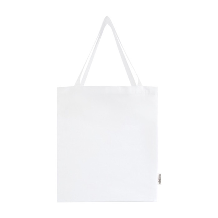 Recycled cotton shopping bag with long handles, 140 g/m²