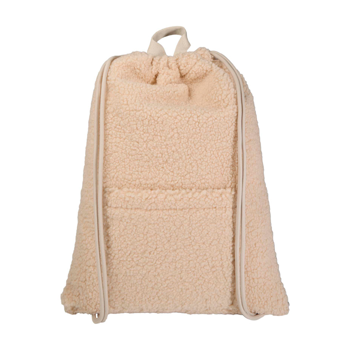 Recycled sherpa drawstring backpack, front pocket, 9L