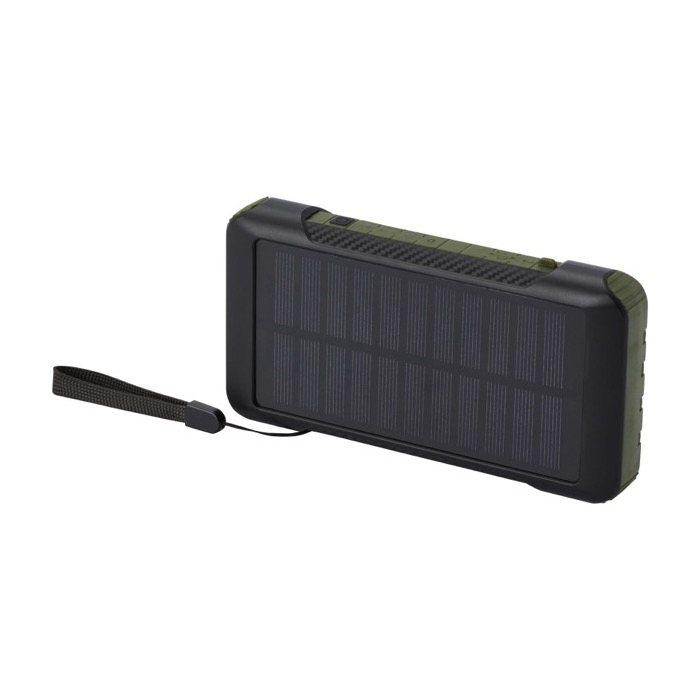 Recycled plastic power bank with crank and cables, 10,000 mAh