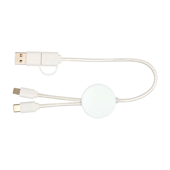 Fast charging cable with recycled plastic and 5-in-1 sync