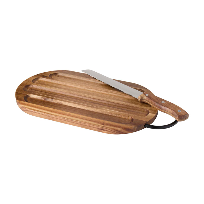 Acacia wood chopping board, elegant, bread knife included