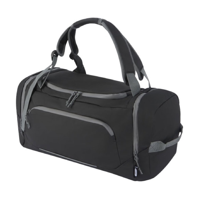 Water-resistant recycled sports backpack with multiple pockets