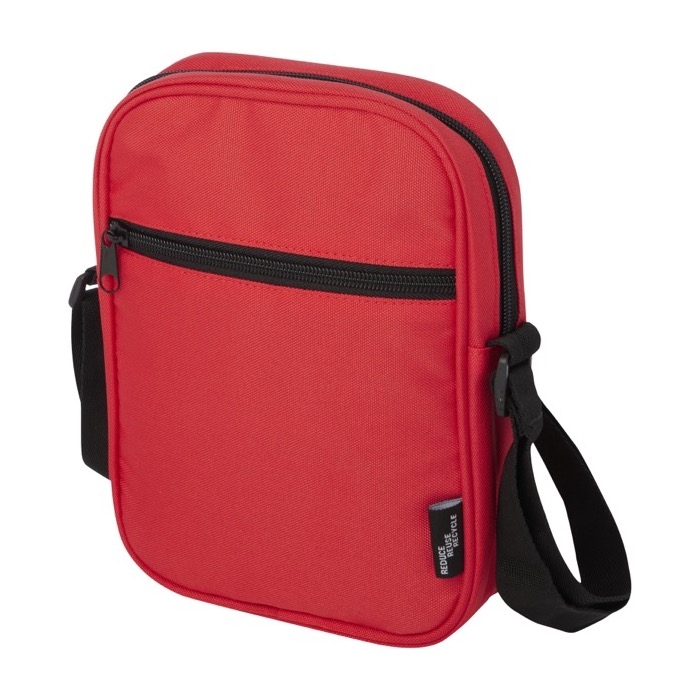 Water-repellent recycled polyester messenger bag with pockets