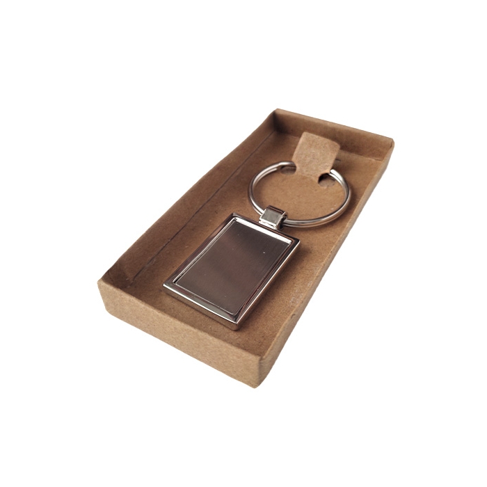 Classic rectangular metal keyring with box
