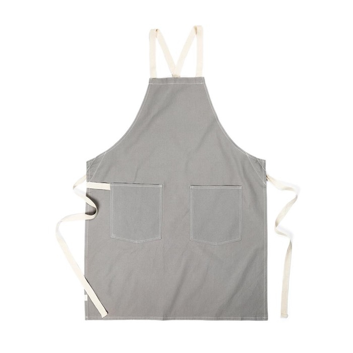 Recycled cotton apron with two front pockets