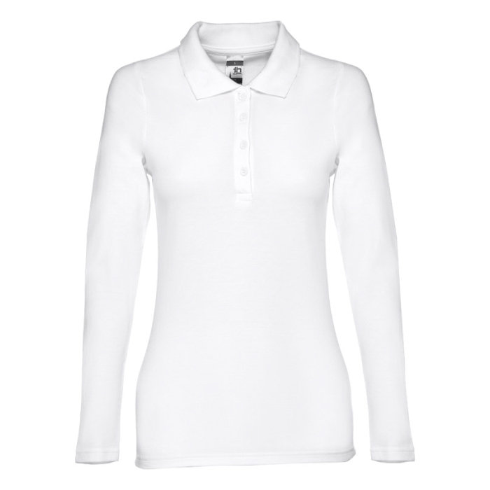 Long-sleeved cotton polo shirt for women, 210 g/m2