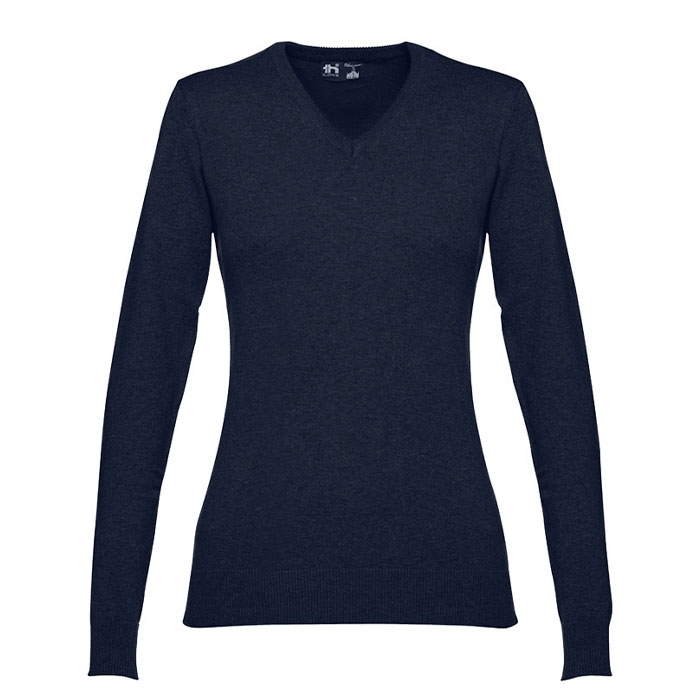 Women's V-neck cotton sweater, 220 g/m2, THC Milan