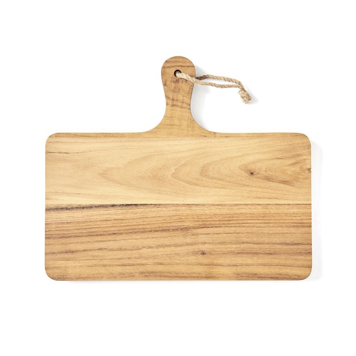 Horizontal wooden serving board with handle