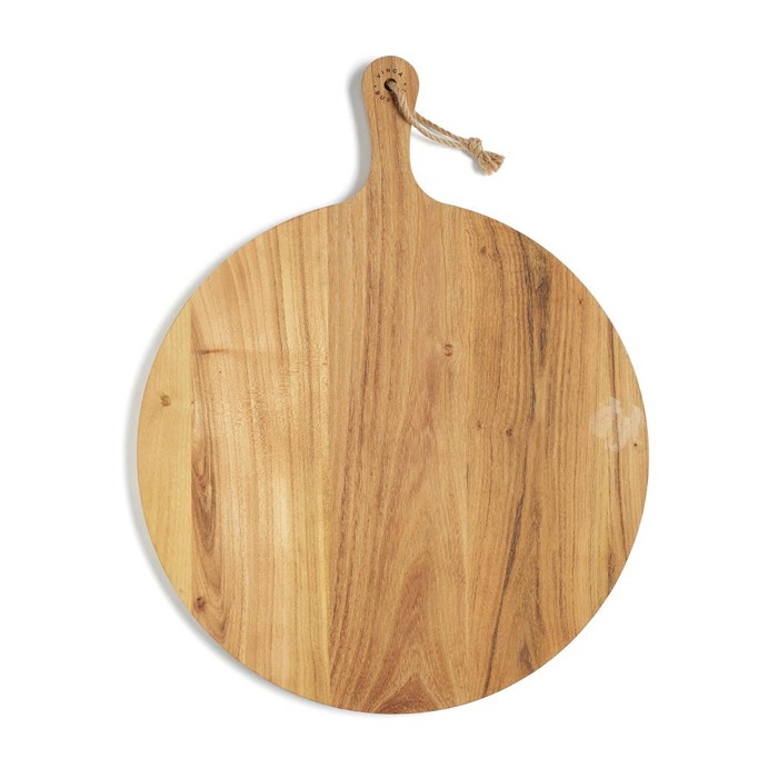 Round wooden serving board with handle