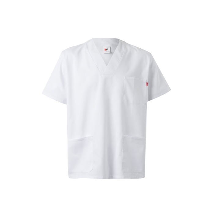 Short-sleeved twill tunic, polyester and cotton, 190 g/m2,