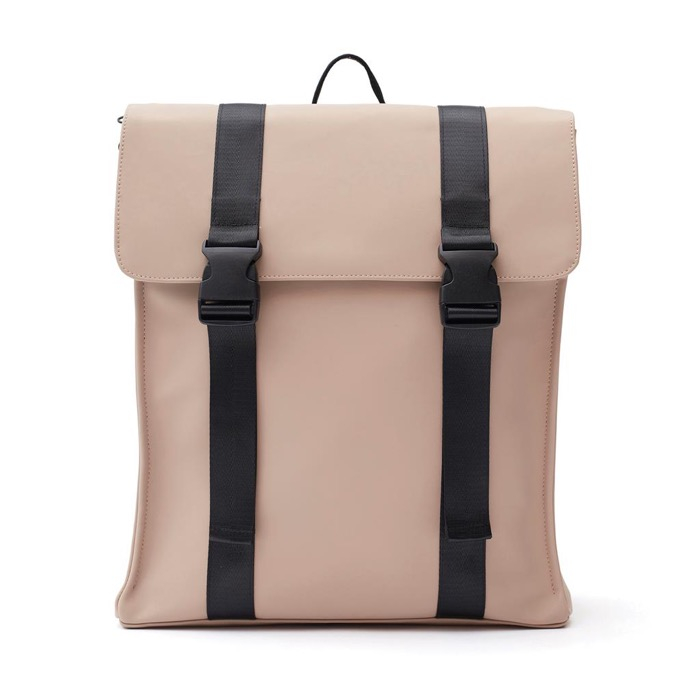 Water-repellent vegan leather travel backpack