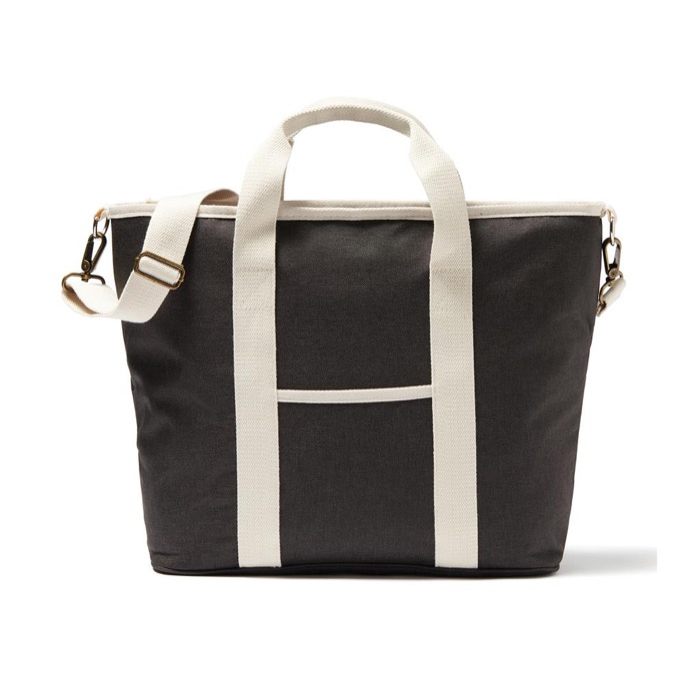 Recycled tote-style cooler bag with elegant details