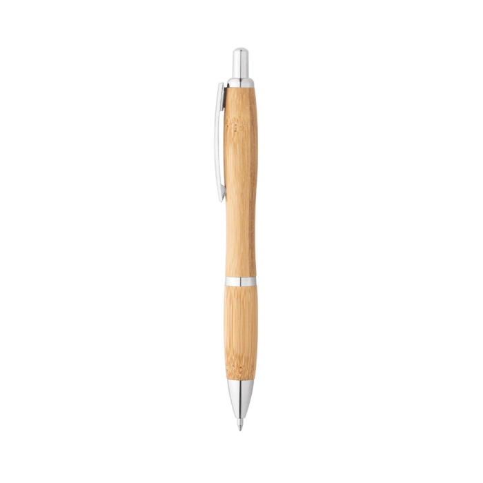 Bamboo ballpoint pen, metal details, natural tone
