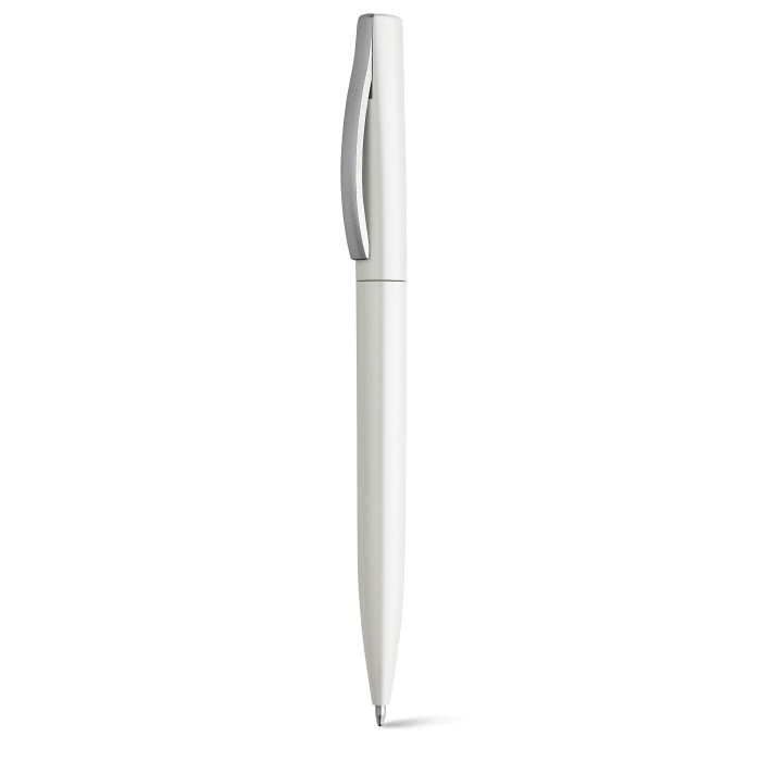 Metal-look plastic ballpoint pen with black ink
