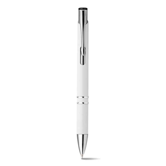 Pen made of plastic in many colours with blue ink, Aster Budget