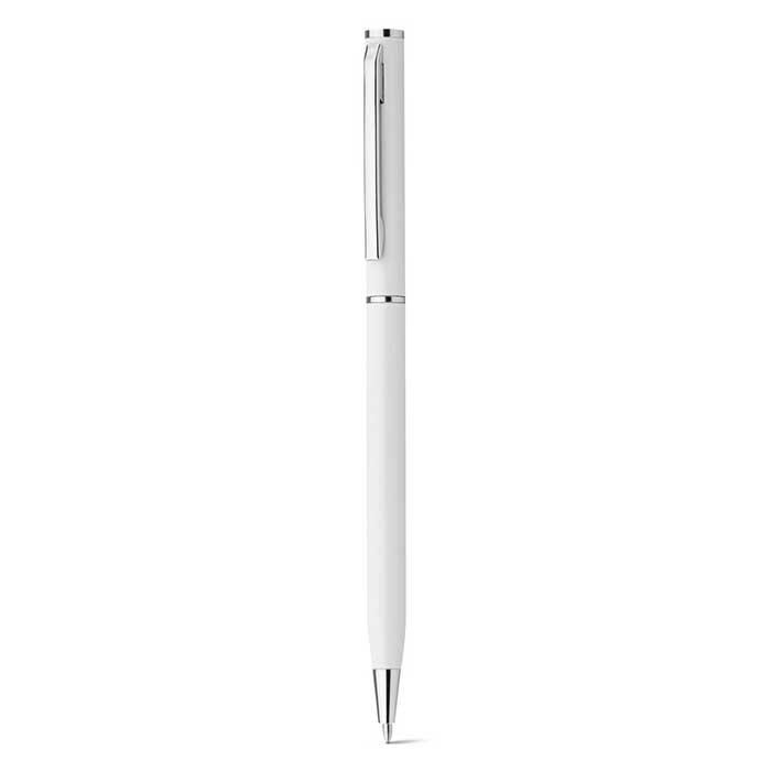 Rotatable metal ballpoint pen with blue ink