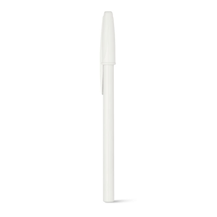 Ballpoint pen with white barrel and cap, Corvina