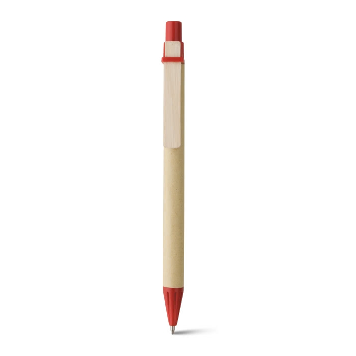 Recycled paper ballpoint pen with wooden clip