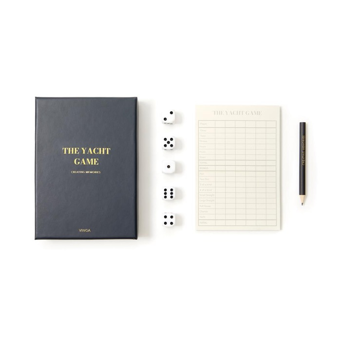 Five dice game in elegant box with notepad and pencil