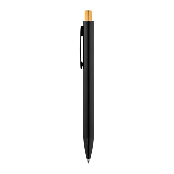 Aluminium pen with matte finish and push button, blue ink