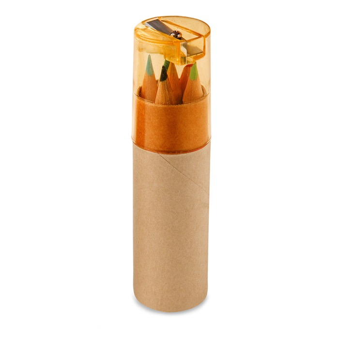 Set of 6 children’s coloured pencils in tube case