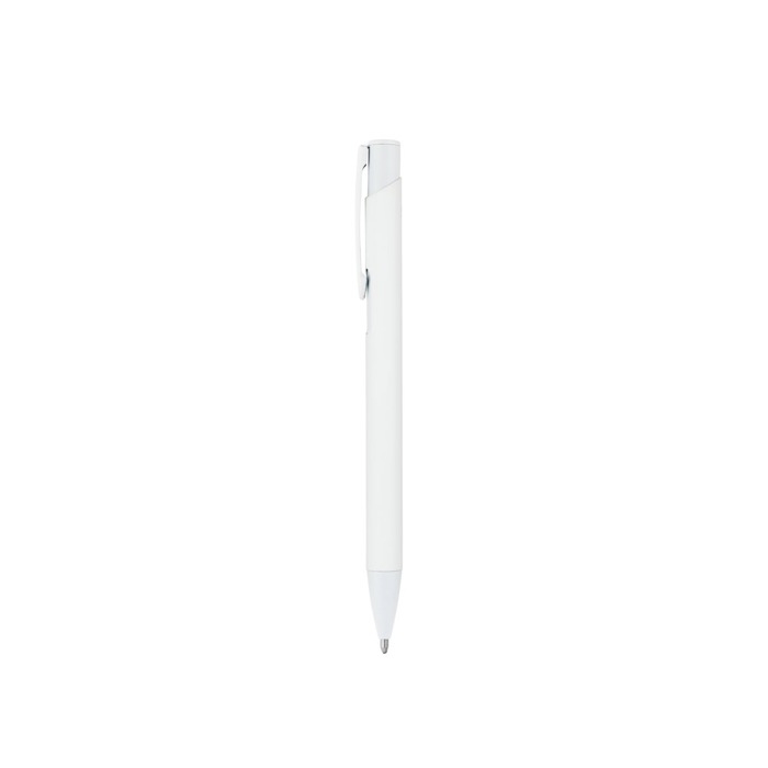 Recycled aluminium ballpoint pen with rubber finish, blue ink