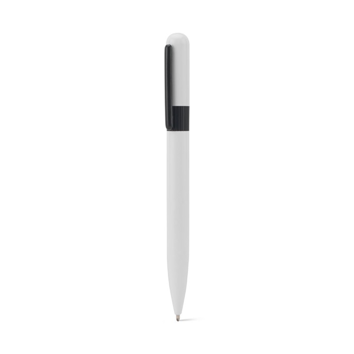 Recycled metal pen with clip, round design, black ink