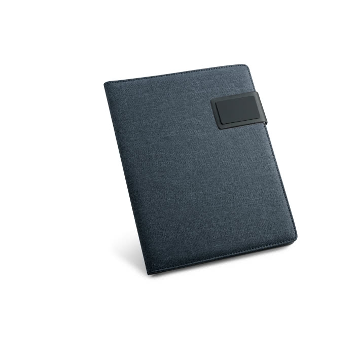 Polyester and leather document folder notepad, A5